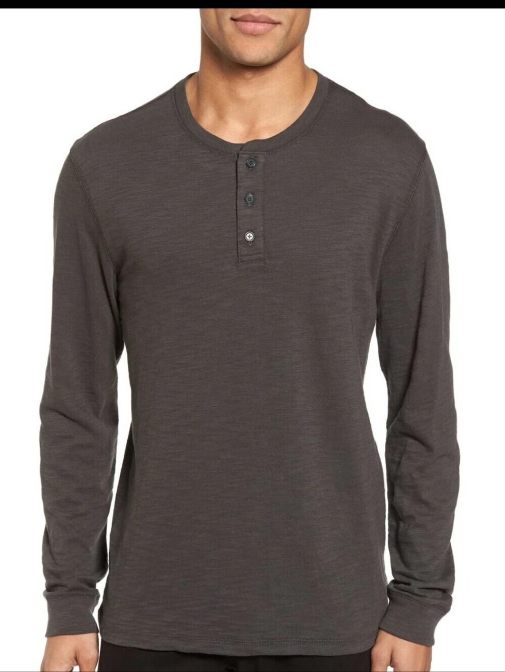 NWOT Vince Men's Long-Sleeve 100% Cotton Henley In Sphere Grey Size XL Cabincore